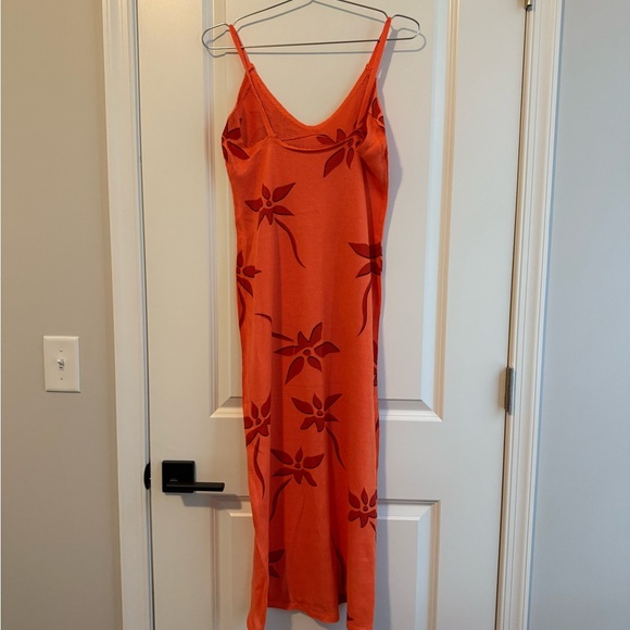 Orange Floral Spaghetti Strap Maternity Dress - Picture 2 of 4
